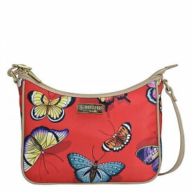 送料無料 アヌシュカ Anuschka レディース 女性用 バッグ 鞄 ホーボー ハンドバッグ East/West Hobo Printed Fabric 12013 - Butterfly Heaven Ruby