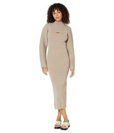 送料無料 MOON RIVER レディース 女性用 ファッション ドレス Textured Midi Sweaterdress with Matching Turtleneck Bolero - Taupe