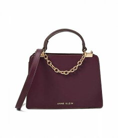 送料無料 アン クライン Anne Klein レディース 女性用 バッグ 鞄 ハンドバッグ サッチェル Mini Convertible Snake Trimmed Satchel with Swag Chain - Cranberry/Cranberry Multi