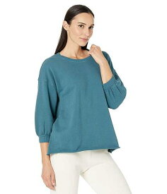 送料無料 モッドオードック Mod-o-doc レディース 女性用 ファッション パーカー スウェット French Terry 3/4 Puff Sleeve Sweatshirt - Blue Eclipse