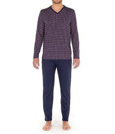 送料無料 HOM レディース 女性用 ファッション パジャマ 寝巻き Figari Long Sleeve Pajama - Navy Print