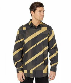 送料無料 ペリーエリス Perry Ellis メンズ 男性用 ファッション ボタンシャツ Long Sleeve Stretch Abstract Geometric Shirt - Black Sand