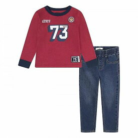 送料無料 リーバイス Levi&#039;s(R) Kids 男の子用 ファッション 子供服 セット Long Sleeve Ringer T-Shirt and Denim Two-Piece Outfit Set (Toddler) - Ocean Depths