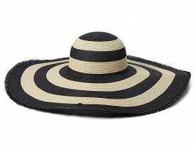 送料無料 バッジリーミシュカ Badgley Mischka レディース 女性用 ファッション雑貨 小物 帽子 Maxi Striped Floppy Hat with Raw Edge - Black/Natural