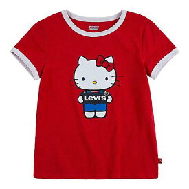 送料無料 リーバイス Levi&#039;s(R) Kids 女の子用 ファッション 子供服 Tシャツ Hello Kitty Ringer Top (Toddler) - Super Red