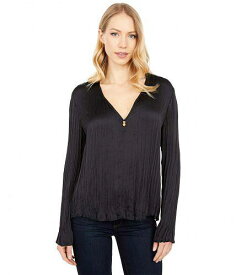 送料無料 ヴィンス Vince レディース 女性用 ファッション ブラウス Charm Button Double V-Neck Popover - Black