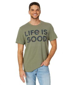 送料無料 ライフイズグッド Life is good メンズ 男性用 ファッション Tシャツ LIG Wordmark Stack Camo Short Sleeve Crusher-Lite(TM) Tee - Moss Green
