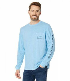 送料無料 バインヤード・バインズ Vineyard Vines メンズ 男性用 ファッション Tシャツ Vintage Whale LS GD Pocket Tee - Jake Blue