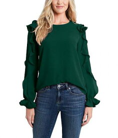 送料無料 CeCe レディース 女性用 ファッション ブラウス Long Sleeve Blouse with Ruffle Sleeve Detail - Alpine Green