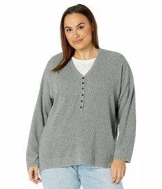 送料無料 Madewell レディース 女性用 ファッション セーター Plus Asherton Waffle Henley Sweater - Heather Grey