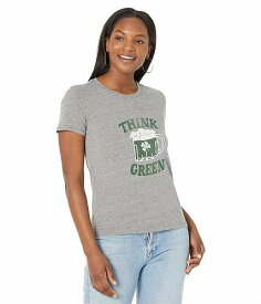 送料無料 ラッキーブランド Lucky Brand レディース 女性用 ファッション Tシャツ Think Green Classic Crew - Heather Grey