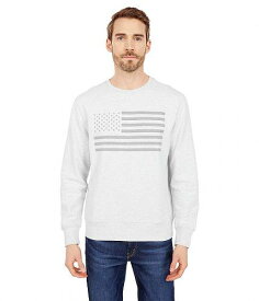 送料無料 ラッキーブランド Lucky Brand メンズ 男性用 ファッション パーカー スウェット USA Flag Crew Sweatshirt - Heather Grey