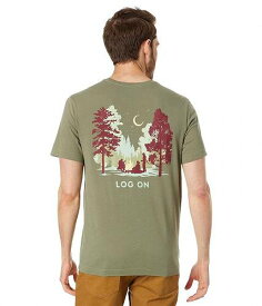 送料無料 ライフイズグッド Life is good メンズ 男性用 ファッション Tシャツ Log On Campfire Short Sleeve Crusher-Lite(TM) Tee - Moss Green