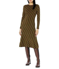 送料無料 MOON RIVER レディース 女性用 ファッション ドレス Grid Print Midi Sweaterdress - Brown