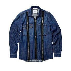 送料無料 モスキーノ Moschino メンズ 男性用 ファッション ボタンシャツ Multiple Zip Detail Shirt - Fantasy Print Blue
