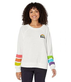 送料無料 ワイルドフォックス Wildfox レディース 女性用 ファッション パーカー スウェット Rainbow Stripes Sommers Sweatshirt - Vanilla