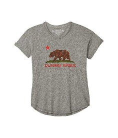送料無料 オリジナルレトロブランド The Original Retro Brand Kids 女の子用 ファッション 子供服 Tシャツ Rolled Short Sleeve Mocktwist Vintage California Republic Bear (Big Kids) - Mocktwist Grey