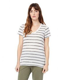 送料無料 オルタネイティブ Alternative レディース 女性用 ファッション Tシャツ Ideal Printed Eco Jersey V-Neck T-Shirt - Eco Ivory Ink Stripe
