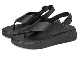 送料無料 フィットフロップ FitFlop レディース 女性用 シューズ 靴 サンダル F-Mode Leather Flatform Back-Strap Toe/Post Sandals - All Black