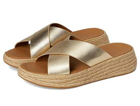 送料無料 フィットフロップ FitFlop レディース 女性用 シューズ 靴 サンダル F-Mode Espadrille Leather Flatform Cross Slides - Platino
