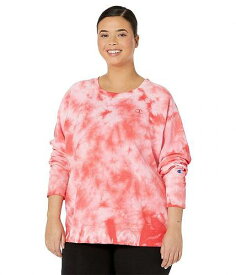 送料無料 チャンピオン Champion レディース 女性用 ファッション パーカー スウェット Plus Size Fleece Dye Crew - Crush Dye Pinky Peach