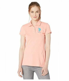 送料無料 USポロ U.S. POLO ASSN. レディース 女性用 ファッション ポロシャツ Neon Logos Short Sleeve Polo Shirt - Papaya