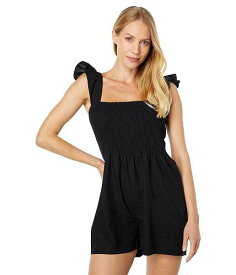 送料無料 Madewell レディース 女性用 ファッション ジャンプスーツ つなぎ セット Linen-Blend Lucie Smocked Romper - True Black