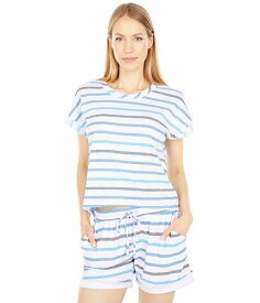 送料無料 チェイサー Chaser レディース 女性用 ファッション Tシャツ Recycled Vintage Jersey Rolled Short Sleeve Tee - Ocean Ombre Stripe