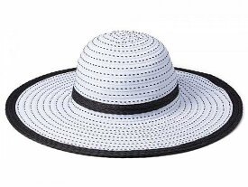 送料無料 バッジリーミシュカ Badgley Mischka レディース 女性用 ファッション雑貨 小物 帽子 Woven Tape Floppy Hat with Contrast Straw Trim - White