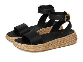 送料無料 フィットフロップ FitFlop レディース 女性用 シューズ 靴 サンダル F-Mode Espadrille Leather Flatform A/Strap Sandals - Black