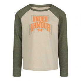 送料無料 アンダーアーマー Under Armour Kids 男の子用 ファッション 子供服 Tシャツ Varsity Wordmark Raglan Long Sleeve Tee (Little Kids/Big Kids) - Khaki Base