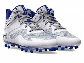 送料無料 アンダーアーマー Under Armour メンズ 男性用 シューズ 靴 スニーカー 運動靴 Command MC Mid Lacrosse Cleat - White/Royal/Royal