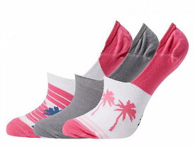 送料無料 コロンビア Columbia レディース 女性用 ファッション ソックス 靴下 PFG Palms Stripe Liner 3-Pack - Ultra Pink Assorted