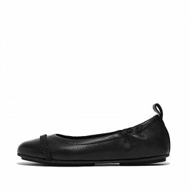 送料無料 フィットフロップ FitFlop レディース 女性用 シューズ 靴 フラット Allegro Opul-Trim Leather Ballet Flats - Black