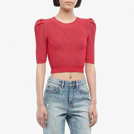 送料無料 Cushnie レディース 女性用 ファッション セーター Cropped Pleated Voluminous Sleeved Knit Top - Cerise