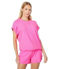 送料無料 ピージェーサルベーシュ P.J. Salvage レディース 女性用 ファッション パーカー スウェット Take Me To Tulum Terry Short Sleeve Sweatshirt - Neon Pink
