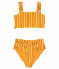 送料無料 HABITUAL girl 女の子用 スポーツ・アウトドア用品 キッズ 子供用水着 Stripe Ruching Two-Pieces Swim (Big Kids) - Orange