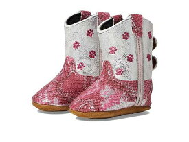 送料無料 Old West Kids Boots 女の子用 キッズシューズ 子供靴 乳児用 Pink Paw (Infant) - Pink Silver Snake Print Foot/White Shaft
