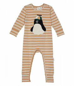 送料無料 HUXBABY キッズ 子供用 ファッション 子供服 ワンピース つなぎ Cool Penguin Stripe Romper (Infant) - Almond/Amber Stripe