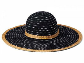 送料無料 バッジリーミシュカ Badgley Mischka レディース 女性用 ファッション雑貨 小物 帽子 Woven Tape Floppy Hat with Contrast Straw Trim - Black