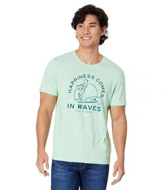 送料無料 ライフイズグッド Life is good メンズ 男性用 ファッション Tシャツ Happiness Comes In Waves Surfer Short Sleeve Crusher-Lite(TM) Tee - Sage Green