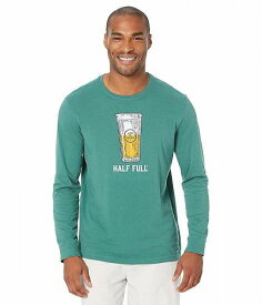 送料無料 ライフイズグッド Life is good メンズ 男性用 ファッション Tシャツ Half Full Beer Long Sleeve Crusher-Lite(TM) Tee - Spruce Green