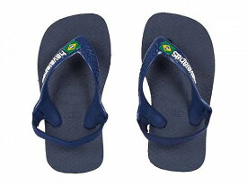 送料無料 ハワイアナス Havaianas Kids 男の子用 キッズシューズ 子供靴 サンダル Brazil Logo Flip Flop Sandal (Toddler) - Navy Blue/Citrus Yellow