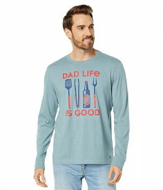 送料無料 ライフイズグッド Life is good メンズ 男性用 ファッション Tシャツ Dad LIG Grilling Long Sleeve Crusher(TM) Tee - Smoky Blue
