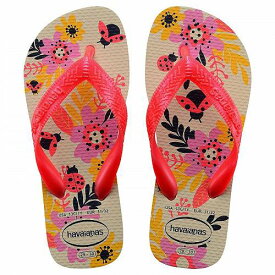 送料無料 ハワイアナス Havaianas Kids 女の子用 キッズシューズ 子供靴 サンダル Flores Flip Flop Sandal (Toddler/Little Kid/Big Kid) - Beige Straw