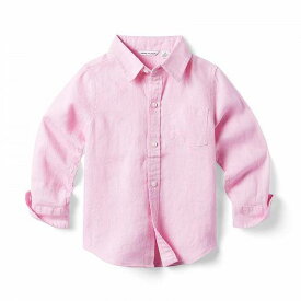 送料無料 Janie and Jack 男の子用 ファッション 子供服 ボタンシャツ Linen Roll-Up Shirt (Toddler/Little Kids/Big Kids) - Pink