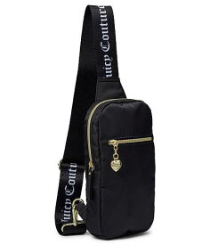 送料無料 ジューシークチュール Juicy Couture レディース 女性用 バッグ 鞄 バックパック リュック Pile On Sling - Solid Black/Black Webbed Strap/White Juicy Gothic Logo Print