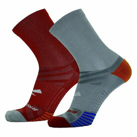 送料無料 ブルックス Brooks ファッション ソックス 靴下 Ghost Lite Crew Socks 2-Pack - Light Grey/Red/Red/Light Grey