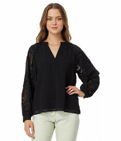 送料無料 ヴィンスカムート Vince Camuto レディース 女性用 ファッション ブラウス V-Neck Combo Long Sleeve Blouse - Rich Black