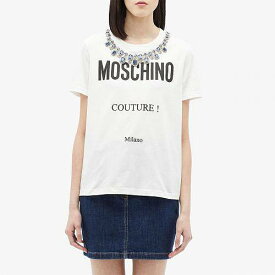 送料無料 モスキーノ Moschino レディース 女性用 ファッション Tシャツ Necklace T-Shirt - White